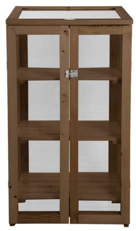 AC-Déco Mini-Gewächshaus aus Holz, Braun – 54 L x 69,4 B x 49,2 H