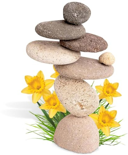 Happy Gardens Zen staplade stenar skulptur | Cairn-staty balanserande sten dekor för japansk trädgård