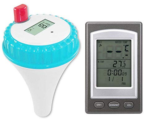 YUMILI Poolthermometer, Digitales Thermometer Hygrometer, Drahtloses digitales Pool-Schwimmthermometer Wassertemperaturanzeige Schwimmbad Spa Badewanne
