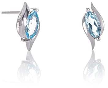 Namana Boucles d'Oreilles Argent pour Femme et Fille avec des Pierres Semi-Précieuses, Boucles d'Oreilles Femme en Argent Massif 925, Boucle d'Oreille avec Pierre Naturelle en Marquise