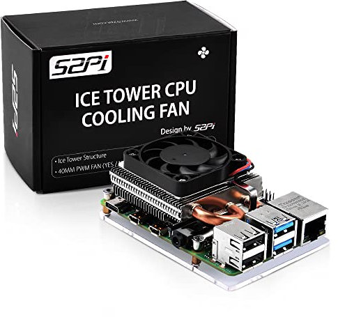 GeeekPi Ultra Thin ICE Tower Cooler for Raspberry Pi 4, PWM Cooling Fan with Aluminum Heatsink for Raspberry Pi 4 Model B 8GB/4GB/2GB