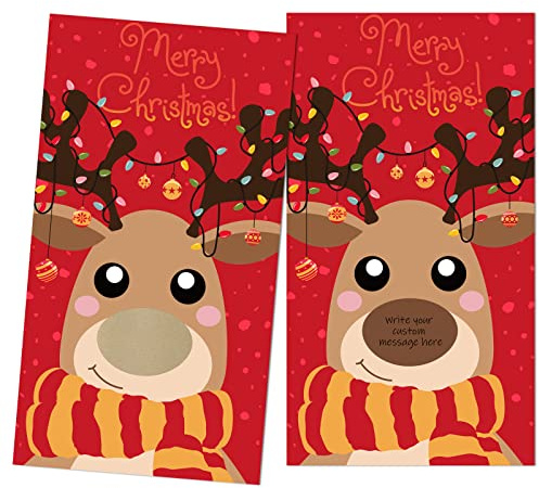 Outus 50 Pezzi Carte di Gioco da Grattare Adesivi da Grattare per Festa di Natale Premi Cartoline Buoni Biglietti della Lotteria Gratta e Vinci Natalizi per Bambini Adulti Famiglie (Alce)