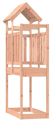 vidaXL Spielturm, Klettergerüst mit Holzdach, Kinder Kletterturm, Spielplatz für Garten, Holz Spielhaus, Kinderspielgerät, Massivholz Douglasie