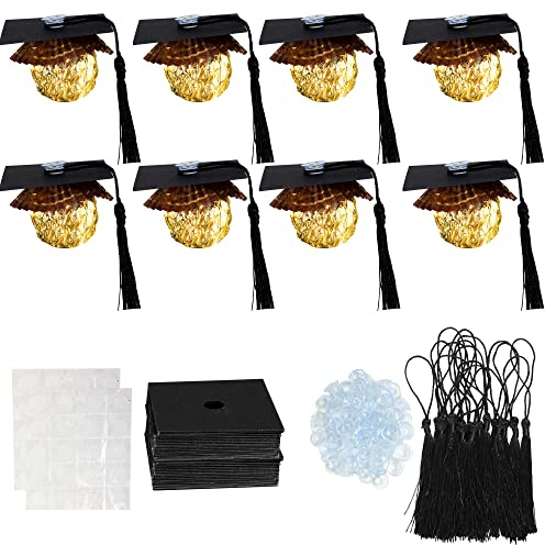 Gyufise 36Pcs Graduation Decorations 2026 Graduation Cap Cupcake Toppers Chocolate Decorations Mini Decor with Tassel Adhesive Dots for Class of 2026 Congrats Grad Cap Black