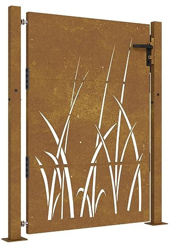 Tidyard Zauntor Gartentor Hoftor Gartentür Gartenpforte Zauntür Hoftür Gartenzaun Tor Tür Pforte Metalltor Stahltor 105 x 130 cm (B x H),Pfostenhöhe: 130 cm Cortenstahl Rostig