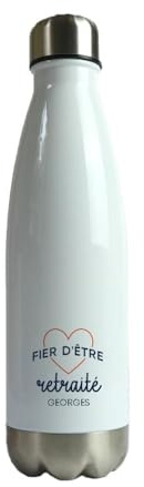 CADEAUX.COM - Gourde Personnalisable - Fier d'être Retraité - Gourde Isotherme Personnalisée - 500ml - Bouteille Thermos avec Message - Idée Cadeau Original- Cadeau Homme - Cadeau Femme