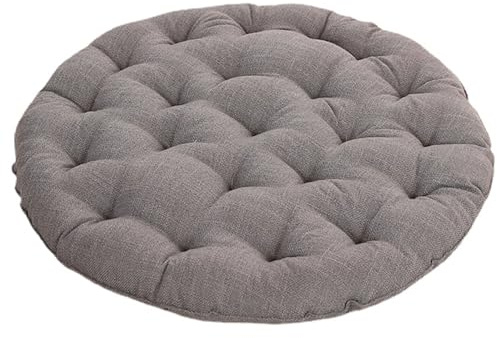 LZTENRETO Große Bodenkissen,Rund Leinen Futon-Kissen Japanischer Stil Getuftet Boden-Kissen Meditations-Kissen für das Sitzen auf dem Boden Fenster-Kissen für Yoga Sofa Balkon (Grau,45x45x6cm)
