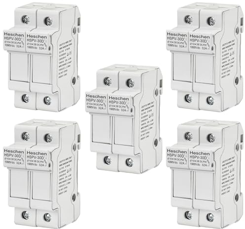 Heschen Solar-/Photovoltaik-Sicherungshalter, PV-Sicherungshalter, HSPV-30D, DC1000V 32A, 2-polig, 35mm DIN-Schienenmontage, für HSPV-30 ST-10PV 10 x 38 mm Sicherung, CE-gelistet (5)