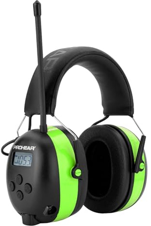 PROHEAR 033 Gehörschutz mit Radio, SNR31dB - Ohrenschützer mit Bluetooth FM/AM, Eingebautem Mikrofon und Lärmreduzierung für Lärmintensive Freizeitaktivitäten - Grün
