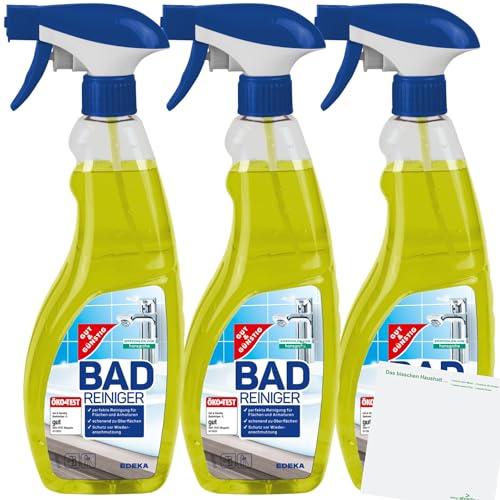 Gut&Günstig Badreiniger wirksam gegen Kalk und Schmutz 3er Pack (3x1 Liter Flasche) + usy Block