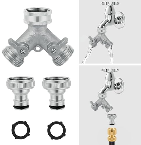 Sylken 2-Wege Verteiler Wasser 3/4 Zoll aus Messing! Hochwertiger Zapfenverteiler mit hoher Durchflussrate und individuell steuerbaren Ventilen für Outdoor & Gartenschläuche