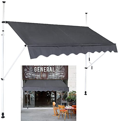 Yznahre Klemmmarkise Balkonmarkise ohne Bohren, Höhenverstellbar Markise mit Handkurbel, UV-Schutz Wasserdicht für Balkon Garten Terrasse (200 x 120 cm, Anthrazit)
