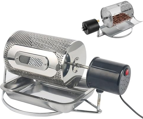 Drum Coffee Bean Roaster, Coffee Roaster Machine with Stainless Steel Tray, Automatic Speed Adjust, Coffee Roaster Roller Baker, Use for Baking Beans and Nut Products, Not Powder