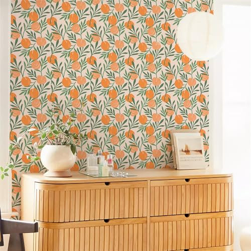 Selbstklebende Tapete Orange Gras Grün Strukturtapete Wandtattoo Schlafzimmer Tapete Selbstklebend Vliestapete Wallpaper for Living Room Tapeten Leicht zu Entfernen Wandschutzfolie 40x100cm