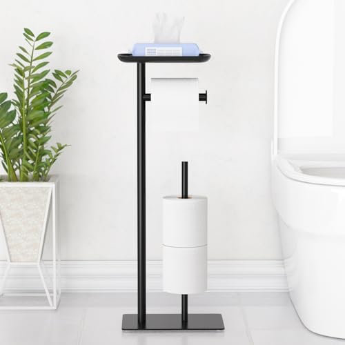 Freistehender Toilettenpapierhalter mit oberer Ablage, für 4 Rollen, Toilettenpapierspender aus Edelstahl fürs Badezimmer