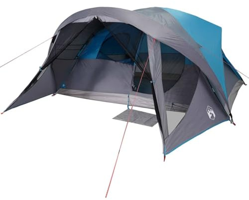 vidaXL Familienzelt für 6 Personen, Campingzelt mit E-Anschluss, Kabinenzelt mit Aufbewahrungstaschen, Wurfzelt, Blau 185T Polyester