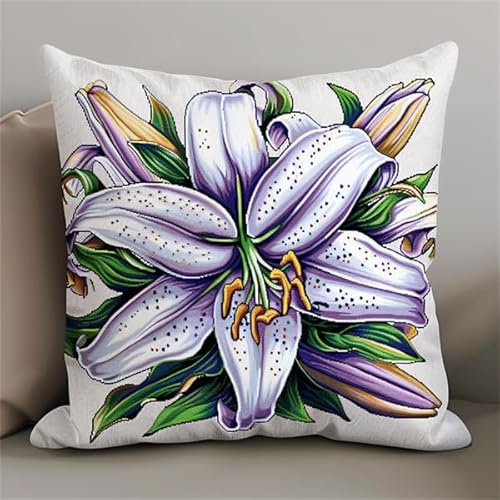 kitphoenix Kit de Coussin avec Crochet à Loquet Fleur Kit Coussin au Point Noué, 43×43CM création de Tapis et Canvas, Kit Tapis Point Noué,Tapis Point Noué Kit
