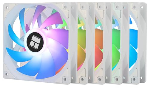 Thermalright 5 Pack TL-C12CW-S CPU Fan 120mm White ARGB Case Cooler Fan, 4pin PWM Silent Computer Fan with S-FDB Bearing Included, up to 1550RPM Cooling Fan（5 Quantities）