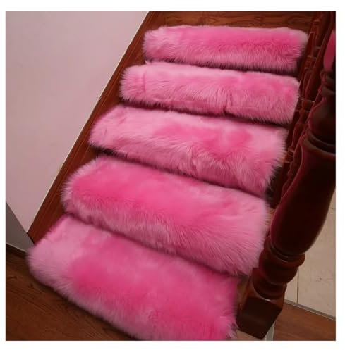 WJLYDM Stufenmatten Soft Fluffy Plush Stair Treads Carpet Rectangle Non-Slip Rug Floor Mat for Living Room Bedroom Stair Decor Safety Mute Step Rugs FüR Treppen(QA-6,25x85 cm)