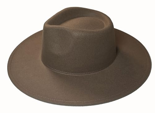 VERVE 8 Veganer Filzhut mit breiter Krempe, Fedora-Stil mit verstellbarem Kordelzug innen (US, Alpha, Einheitsgröße, Braun)