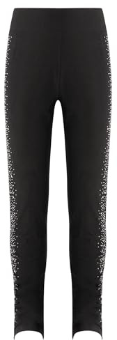 Yruioon Mädchen Eiskunstlauf Hose Glitzer Leggings Eislaufen Strumpfhose Ballett Tanzhose Yoga Sporthose Trainingshose Schwarz 134-140