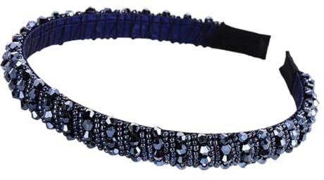 Haarreif für Damen mit Kristallperlen, Stirnband, Haarschmuck Elegant, Strass Haarband, Haarreifen für Damen Mädchen, Navy blau