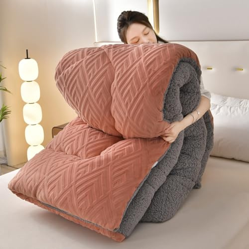 SXZAGZR Couette en Velours De Laine d'agneau en Coton Épaisse Et Chaude Cachemire Édredon Anti-poussière Et Anti-Allergique Au Printemps Hiver Et Automne (Orange,100x150cm 1.2kg)