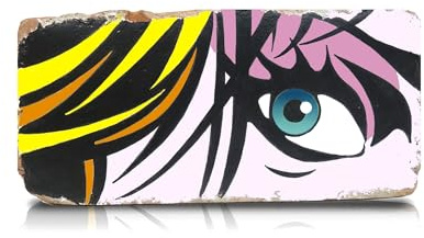 Ziegelstein Backstein Pop Art Buchstütze | Halloween Deko, Regal Skulptur, Upcycling