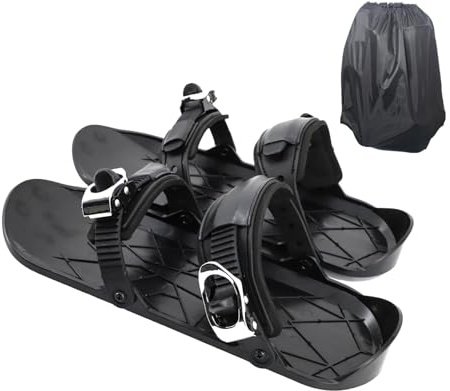 Qyljeiwred Racchette da neve da donna, pattini da ghiaccio, strumenti leggeri per sci, accessorio regolabile per sci, pattino da neve multifunzionale, antiscivolo, per adulti e bambini, per gare di