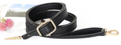 GreatRise 1,5 cm bred PU läder axelrem ersättning axelrem justerbar axelrem tunn väskrem, 80–150 cm, rem för kvinnor väskor handväskor plånbok svart ljusguldspänne
