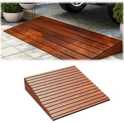 YCBTPS Holz Türschwellenrampe, Einfahrtenrampe 8-20 cm Hoch Stufenrampe, Tragbare Auffahrrampe, Robustem Zugangrampe Für Mobilität, Rollstuhl, Motorrad(50 * 50 * 10cm(20 * 20 * 4in))
