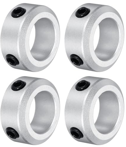 QUARKZMAN vågring 0,59 tum hål aluminium set-skruvstil klämringar silver 4 stycken