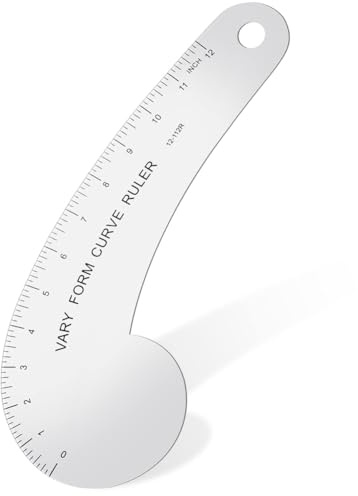 Diheohg Vary-Form-Kurvenlineal, 12, Massives Metall, French Curve, Hüftkurvenlineal zum Messen Von Nähdesigns, 1 Stück