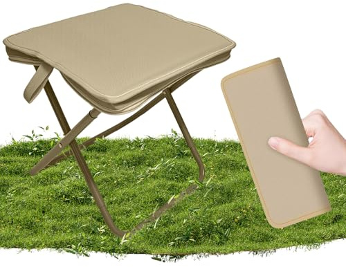Shyllin Taburete Plegable Camping, Grande 30 X 26 X 31 Cm Silla Plegable Ligera, Taburetes Plegables Portatiles, para JardíN, Barbacoa, Camping, Playa, Adultos y NiñOs (Caqui)