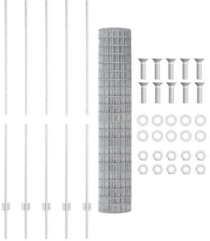 vidaXL Stängsel med stolpe Silver 1,6 x 10 m Stål, Justerbar utomhusavskiljare, modern trädgårdsgrind, hållbar avdelare, mångsidig privacypartition för bakgårdar