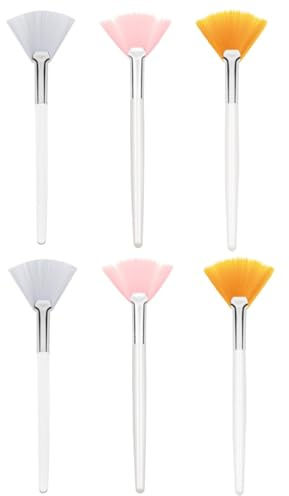 6 Brosses pour masque de visage Brosses pour masque en éventail Brosses pour masque de maquillage doux avec poignées en plastique transparent Brosses pour masque Applicateurs de crème pour la boue