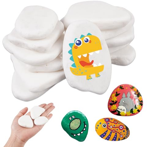 12 Pezzi Pietre Bianche Piatte, Sassi da Dipingere 3 - 8 cm, Pietre da Dipingere di Diverse Dimensioni per Il Riempimento di Vasi, Decorazione di Interni, Decorazione di Pareti e Pavimenti di Acquari