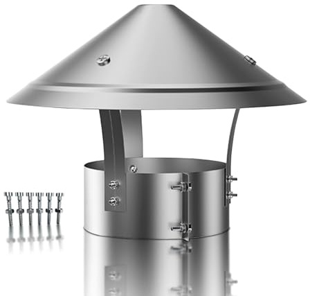 Terminale Canna Fumaria 150mm Comignolo Antipioggia Cappuccio Per Camino Tubo Scarico Fumi Stufa A Pellet Legna Copertura Fumaiolo Resistente Al Calore(201 material,140 mm(5.5 in))