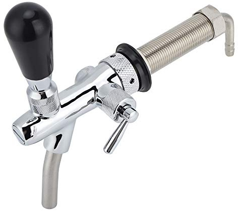 G5/8in Long Shank Adjustable Draft Beer Faucet, Brass & 304 Stainless Steel Commercial Grade Tap Dispenser with Flow Control for Home Bar Kegerator Pub Dispensing Beer Tower