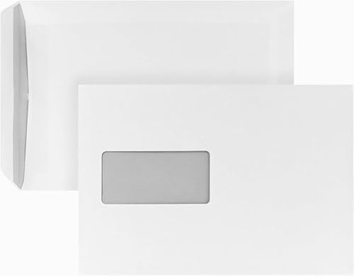 30 Versandtaschen weiß C5/A5, mit Fenster,120g/m² Papier, mit Abziehstreifen, selbstklebend, 162 x 229mm, Versandtasche, Briefumschlag, Kuvert, Geschäftsumschlag, Brief
