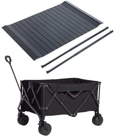 Zusammenklappbarer schwarzer Handwagen mit Rädern, großer Mehrzweckwagen für Garten, Camping und Reisen, tragbarer Aluminium-Legierungs-Rahmenwagen für einfachen Transport