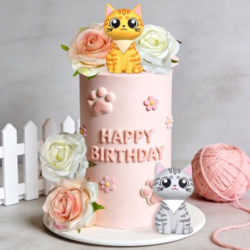 Cat Cake Topper Kitty Cake Topper Decorations | for Cat Themed Birthday Party Cute Meow Birthday Party Girl Theme Shower Party Decoration