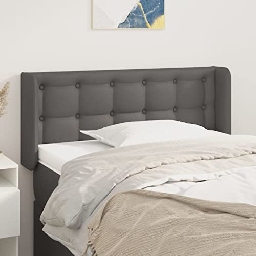 zylophax Kopfteil mit Ohren Grau Kunstleder 103x16x78/88 cm höhenverstellbar, Polster Kopfteil als Rückenlehne für Bett, Wandkissen mit Montagezubehör, komfortable Stütze zum Anlehnen im Schlafzimmer