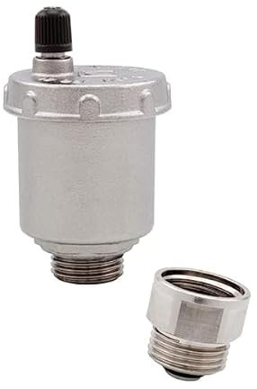 Schläfer 0930180 | Valvola di Sicurezza Sfogo sfiato Aria Automatica 3/8 con Valvola di Chiusura Ritegno, Collettore, Filetto Maschio 3/8 Riscaldamento da 2Pz