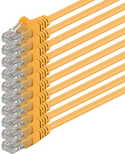 1aTTack.de 10x 0,25m Câble Réseau Cat6 Cat 6 - RJ45 Ethernet LAN DSL Routeur Modem - Jaune