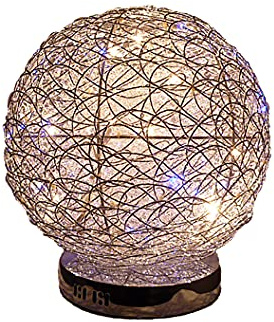 Drahtkugellampe Halogen und LED Kugel Tischleuchte Alissa 40cm Alu Draht Aluminium Kugelleuchte Dekoleuchte