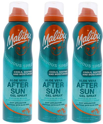 3 x Malibu Continuous Spray Aloe Vera Aftersun Gel Spray 175 ml