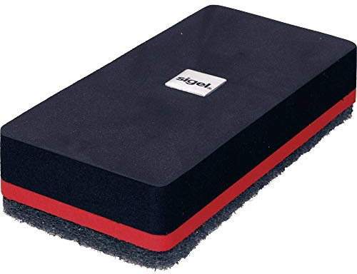 SIGEL GL188 Board-Eraser, Tafellöscher magnetisch, zur Reinigung von Glas-Magnettafeln und Whiteboards, 13x6 cm, schwarz