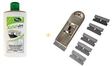 WPro ECO307 NATURvitro Reinigungscreme + 5 Edelstahlklingen mit Ceranfeldschaber von Conny Clever®