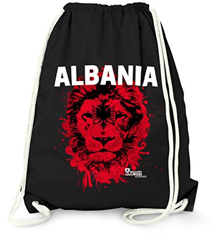 MoonWorks Turnbeutel EM WM Albanien Albania Löwe Flagge Shqipërisë Lion Flag Fußball Fan Gym Bag Schwarz unisize